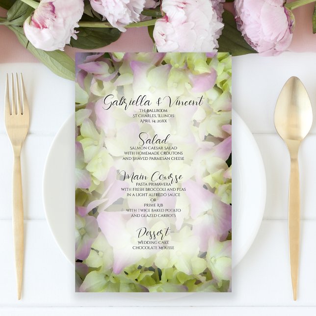 Menu de Casamento das Flores de Hydrangea Quase Ro (Criador carregado)