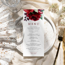 Menu de Casamento das Flores de Rosa vermelha Borg