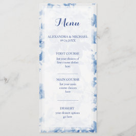 Menu de Casamento das Flores Florais Azuis Moderna