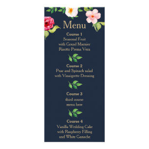 menu de casamento das flores marinhos e douradas