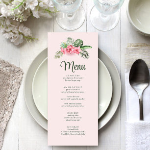 Menu de Casamento das Flores Tropicais Rosa