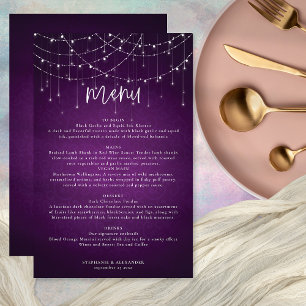 Menu de Casamento das Luzes de Corda Roxa Real do