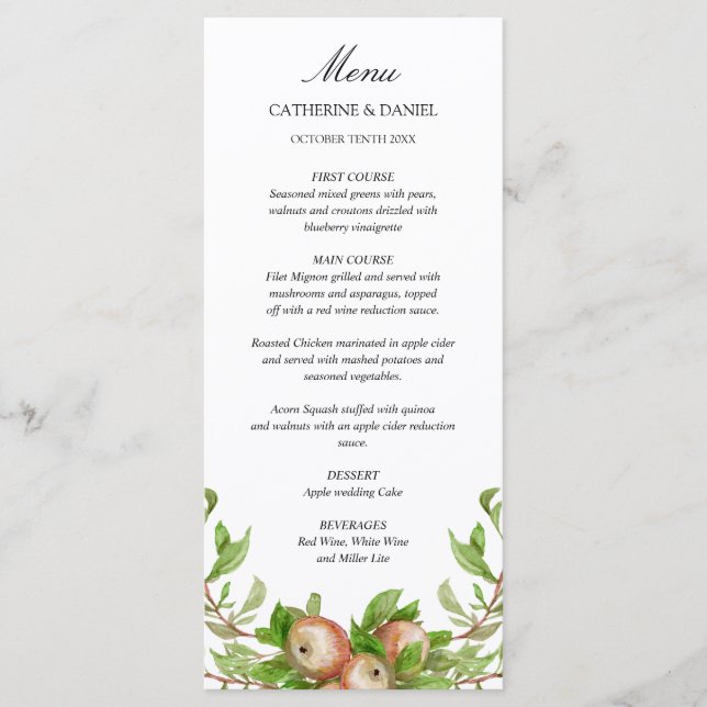 menu de casamento das maçãs d'água (Frente)