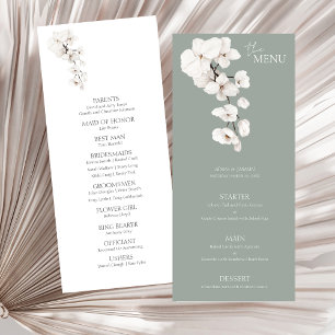 Menu de Casamento das Orquídeas Brancas Verdes do