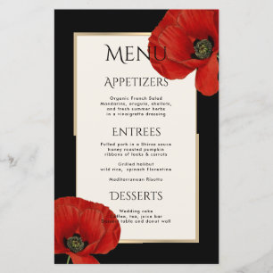 Menu de Casamento de 3 Cursos de Palha Negra Verme