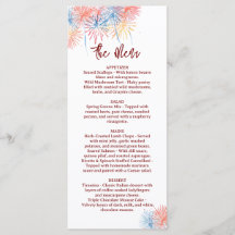 Menu de Casamento de 4 de Julho, Menu Minimalista