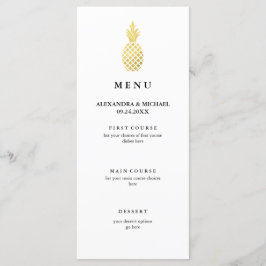 Menu de Casamento de Abacaxi Dourado Elegante