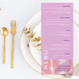 Menu de Casamento de Abstrato de Arte de Pastel Ro