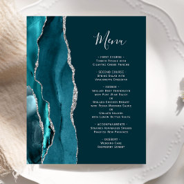 Menu de Casamento de Agata de Teal Silver Escuro