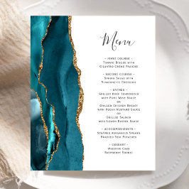 Menu de Casamento de Agata Dourada de Teal de Orça