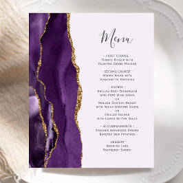 Menu de Casamento de Agata Dourada Roxo do Orçamen