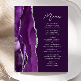 Menu de Casamento de Ameixa Prateada de Prata Roxo