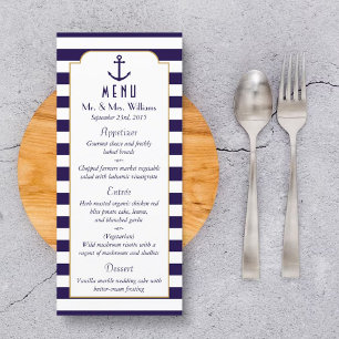 Menu de Casamento de Âncora de Marinho Náutico e F