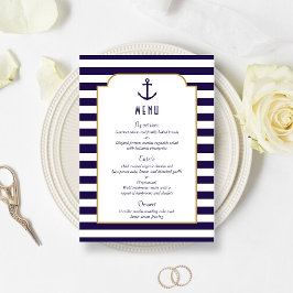 Menu de Casamento de Âncora de Marinho Náutico e F