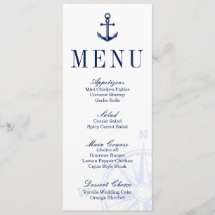 Menu de Casamento de Âncora Náutica