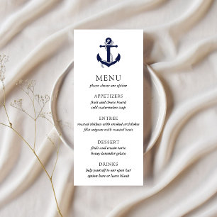 Menu de Casamento de Âncora Náutica