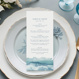 Menu de Casamento de Aquarela do Oceano Azul Moder