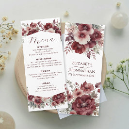 Menu de Casamento de Aquarela Floral de outono da