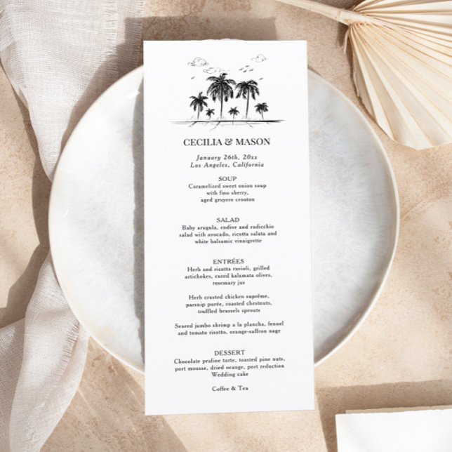 Menu de Casamento de Árvore de Palma de Praia Trop (Criador carregado)