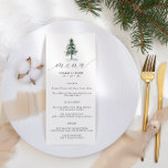 Menu de Casamento de Árvore Rústica Minimalista<br><div class="desc">Menu Minimalista Rustic Pine Tree Wedding com o título "menu" na fonte moderna de caligrafia da cinza escura. Edite com seus nomes,  data do casamento e menu. Clique em "personalizar mais" para ajustar o layout.</div>
