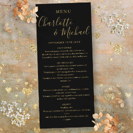 Menu de Casamento de Assinatura Elegante Dourada P