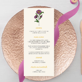 Menu de Casamento de Aster Roxo Minimalista