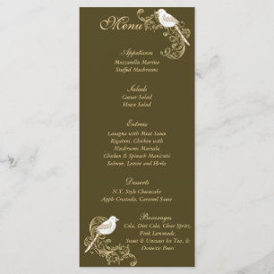 Menu de Casamento de Aves Marrons/Cremes
