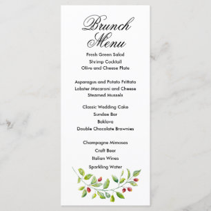 Menu de Casamento de Berries Rosa e Folhagem Verde
