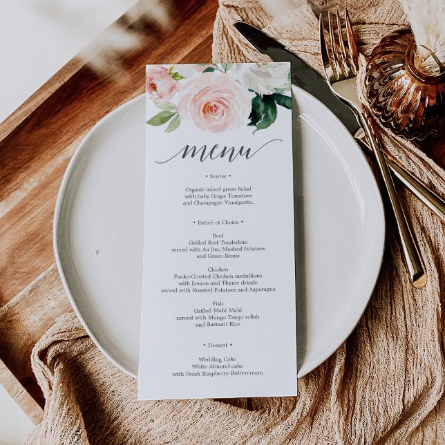 Menu de Casamento de Blooms de Blushing - Menus de (Criador carregado)