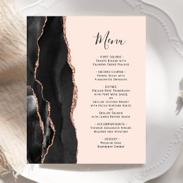 Menu de Casamento de Blush de Agate de Rosa Dourad