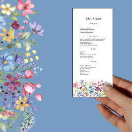 Menu de Casamento de Boho Wildflower mínimo
