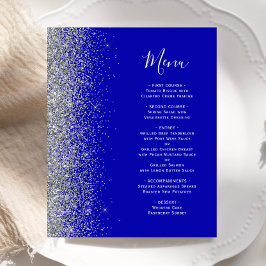 Menu de Casamento de Borda da Glitter Azul Real de