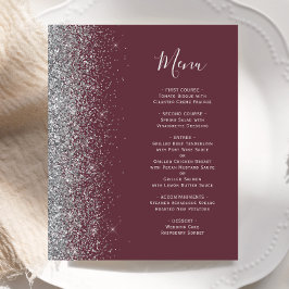 Menu de Casamento de Borda Glitter Silver Silver B
