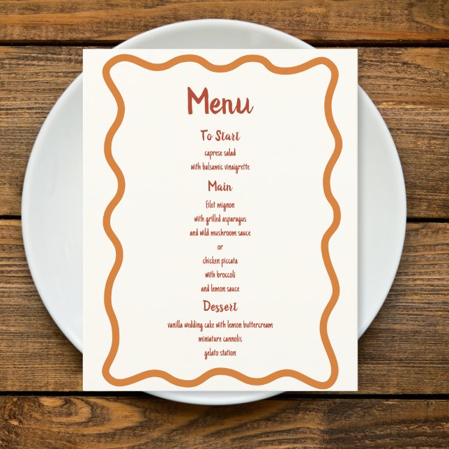 Menu de Casamento de Borda Onda Branca Causada Man (Criador carregado)