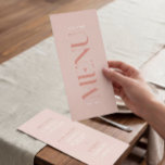 Menu de Casamento de Borda Rosa Simples Moderno<br><div class="desc">Este Menu Casamento em rosas claro será excelente para o casamento moderno. Apresenta letras em negrito no lado frontal da placa. O menu é dobrado e tem uma lista editável de pratos no verso. Você pode personalizar este menu com os nomes e a data do evento. Você também pode alterar...</div>