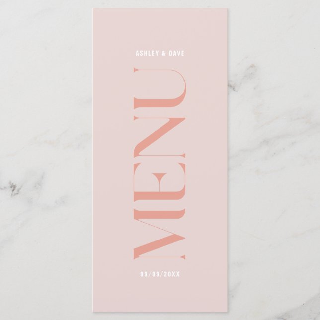 Menu de Casamento de Borda Rosa Simples Moderno (Frente)