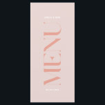 Menu de Casamento de Borda Rosa Simples Moderno<br><div class="desc">Este Menu Casamento em rosas claro será excelente para o casamento moderno. Apresenta letras em negrito no lado frontal da placa. O menu é dobrado e tem uma lista editável de pratos no verso. Você pode personalizar este menu com os nomes e a data do evento. Você também pode alterar...</div>