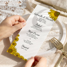 Menu de Casamento de Bordo de Girassol