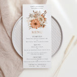Menu de Casamento de Buquês Florais Modernos do ou<br><div class="desc">Casamento de Buquê Floral Moderno do outono. Flores autóctones elegantes em tons de terracota,  marrom e creme e texto fácil de personalizar para suas necessidades.</div>