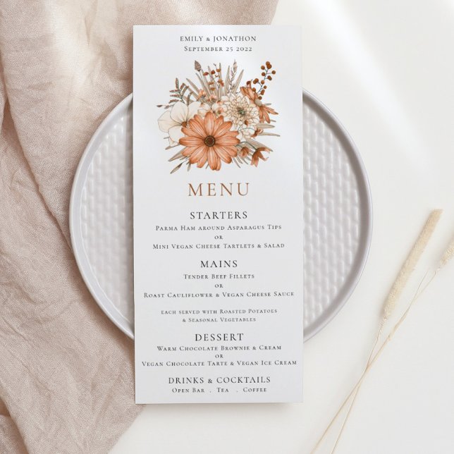 Menu de Casamento de Buquês Florais Modernos do ou (Criador carregado)