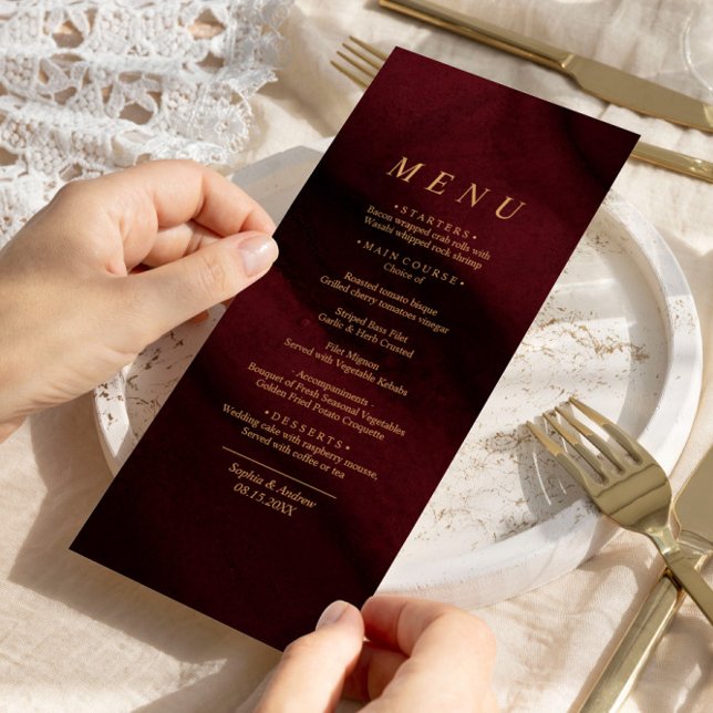 Menu de Casamento de Caligrafia Dourada (Criador carregado)