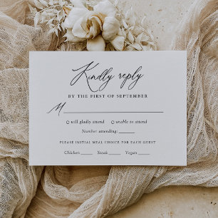 Menu de Casamento de Caligrafia Elegante Simples