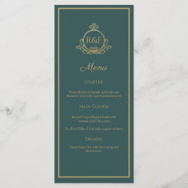 Menu de Casamento de Caligrafia Elegante Verde
