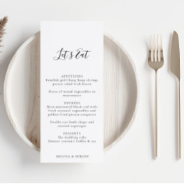 Menu de Casamento de Caligrafia Minimalista