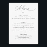 Menu de Casamento de Caligrafia Simples Elegante<br><div class="desc">Menu de Casamento Simples e Elegante: Este menu de casamento romântico suave apresenta caligrafia e fontes elegantes.</div>