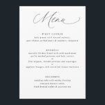 Menu de Casamento de Caligrafia Simples Elegante<br><div class="desc">Menu de Casamento Simples e Elegante: Este menu de casamento romântico suave apresenta caligrafia e fontes elegantes.</div>