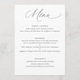 Menu de Casamento de Caligrafia Simples Elegante