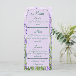 Menu de Casamento de Campos de lavanda