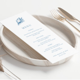 Menu de Casamento de Cana Azul Desenhada na Mão Vi