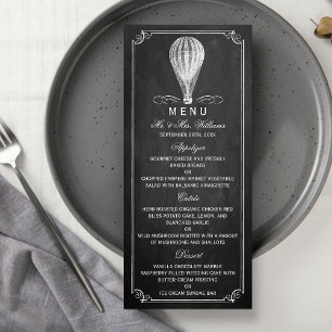 Menu de Casamento de Chalkboard com Balão de Ar Qu